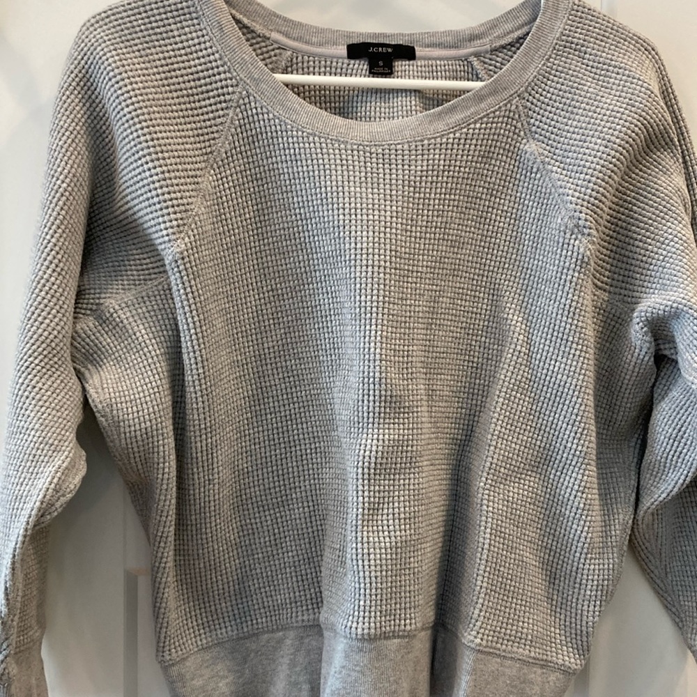 J Crew waffle crew crop pullover, size small